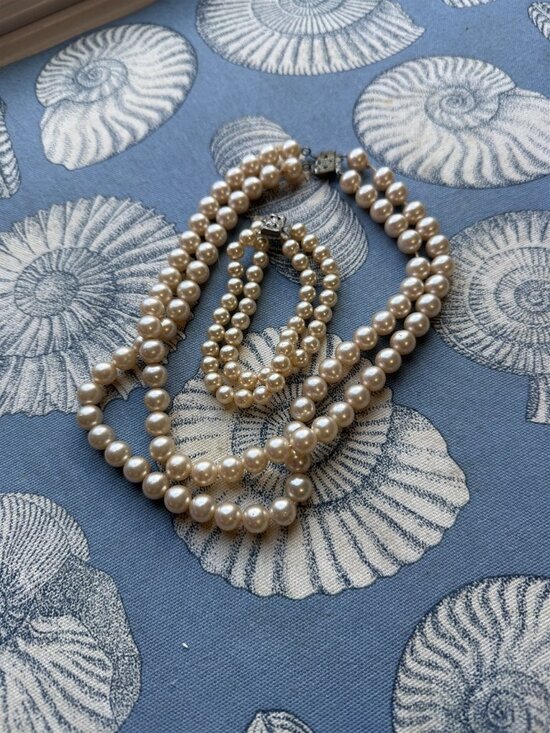 Unbranded Jewelry - Vintage Faux Pearl Choker Necklace and Earring Set Ornate Clasp